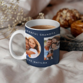 Flerfoto, modern elegant, marin blå gåva kaffemugg