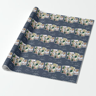 Flerfoto, modernt elegant, marinblått presentpapper