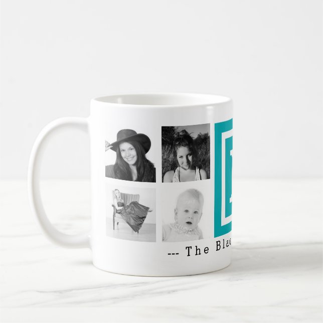 Flerfoto-Personlig, monogram ljusblå Kaffemugg (Vänster)