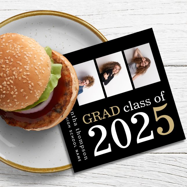 Flerfoto Vit Guld-text svart 2023 Studenten Pappersservett (Skapare uppladdad)