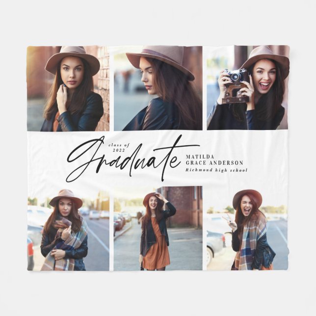 Flerfotomoderna svartvita skript studenten f fleecefilt (Framsidan (Horisontell))