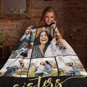 Flerfotos syster manus present till syster fleecefilt