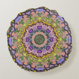 Flerklistrad bohemisk utskrift rund kudde