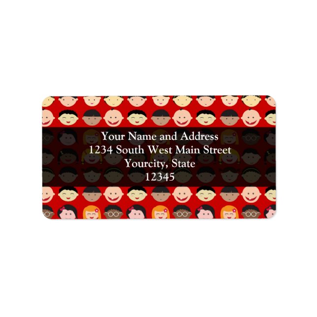 Flerkulturella barn adressetikett (Framsidan)