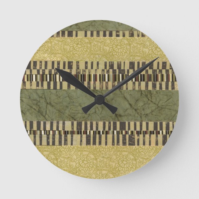 Flermönstrad panelmålning rund klocka (Framsida)