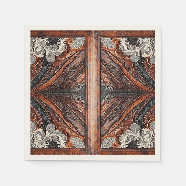 Flersidig läder och Elegant Snöre Rustic Bröllop Pappersservett (Framsidan)