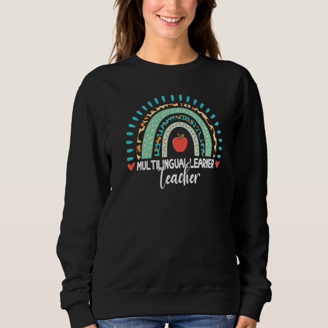 Flerspråkig elevlärare Leopard Regnbåge Lingv T Shirt (Framsida)