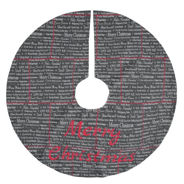 Flerspråkig God jul Thunder_Cove Julgransmatta Borstad Polyester (Framsidan)