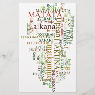 Flerspråkig Hakuna Matata Global Ord Cloud Art Brevpapper