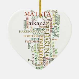 Flerspråkig Hakuna Matata Global Ord Cloud Art Julgransprydnad Keramik