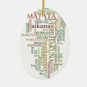 Flerspråkig Hakuna Matata Global Ord Cloud Art Julgransprydnad Keramik