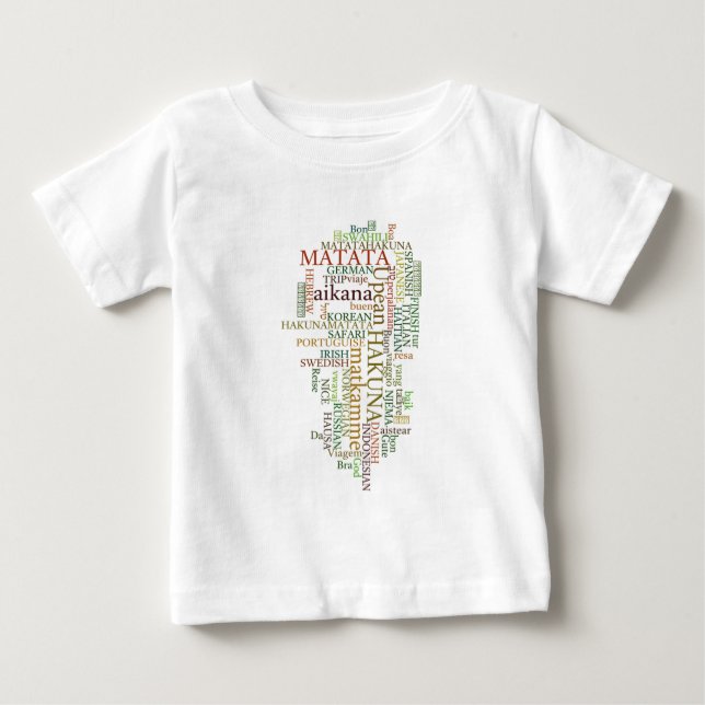 Flerspråkig Hakuna Matata Global Ord Cloud Art Tee Shirt (Framsida)