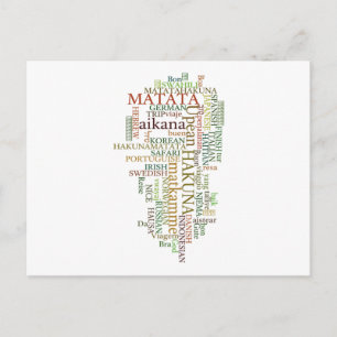 Flerspråkig Hakuna Matata Global Ord Cloud Art Vykort