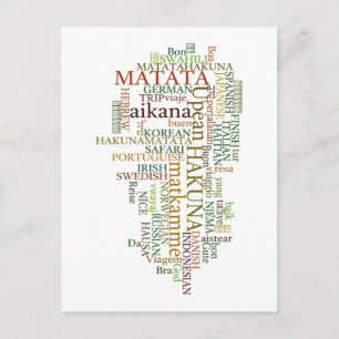 Flerspråkig Hakuna Matata Global Ordmolnskonst Vykort