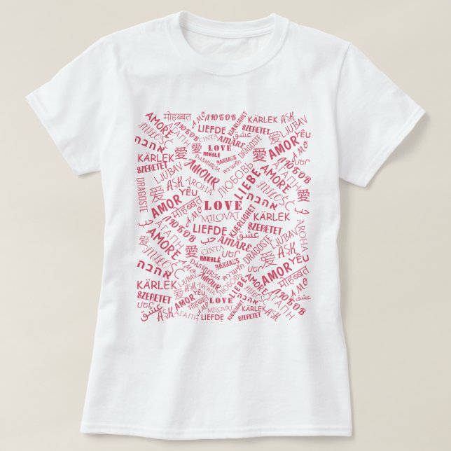 Flerspråkig text Kärlek T-Shirt (Design framsida)