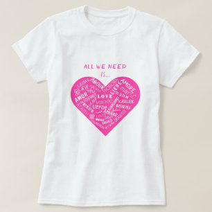 Flerspråkig text Kärlek T-Shirt Internationell Gif