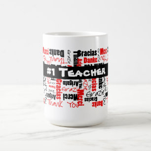 Flerspråkigt tack för läraregillande kaffemugg