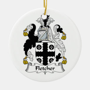 Fletcher familjvapensköld julgransprydnad keramik