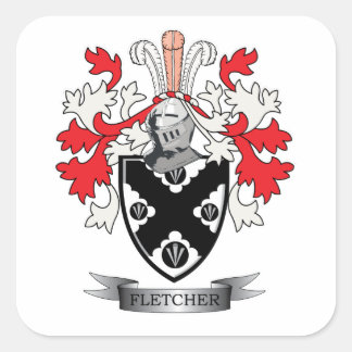 Fletcher Family Crest Jackar om Arm Fyrkantigt Klistermärke