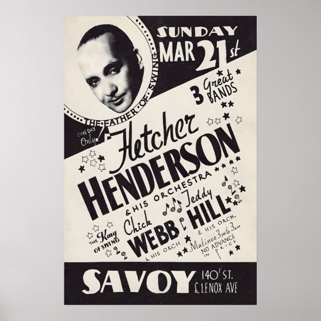 Fletcher Henderson - Chick Webb - Teddy Hill jazz Poster (Framsidan)