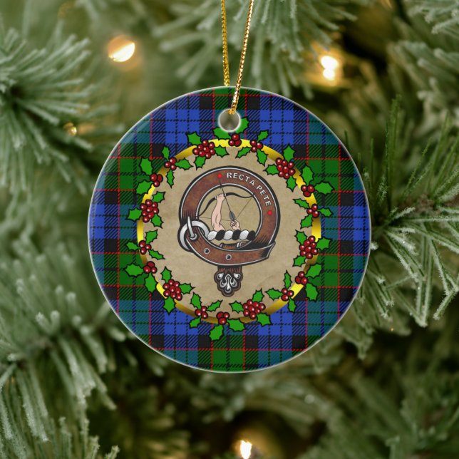 Fletcher Klan Badge & Tartan Personlig Julafton Julgransprydnad Keramik (Träd)