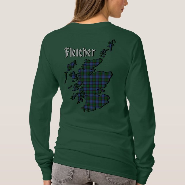 Fletcher Klan Badge & Tartan w/Motto Women's T Shirt (Baksida)