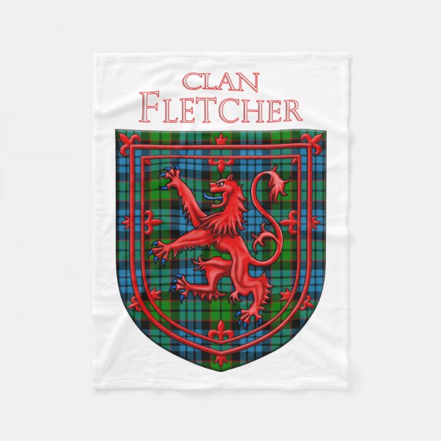 Fletcher Tartan Skotsk Randig Lejon Uppgående Fleecefilt (Framsidan)