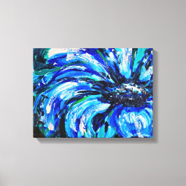 Fleur bleue | Art floral abstrait contemporain Canvastryck