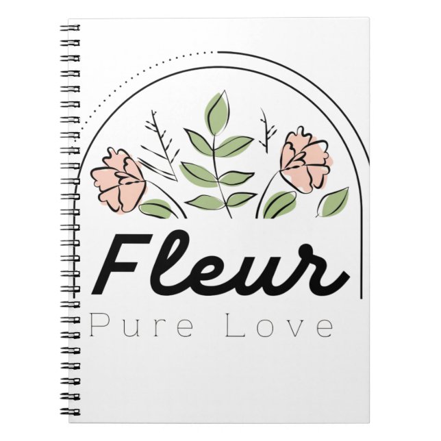 Fleur – Blommor Logotyp för ren kärlek Anteckningsbok (Framsidan)