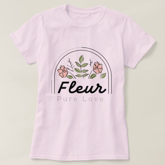 Fleur – Blommor Logotyp för ren kärlek T Shirt (Design framsida)