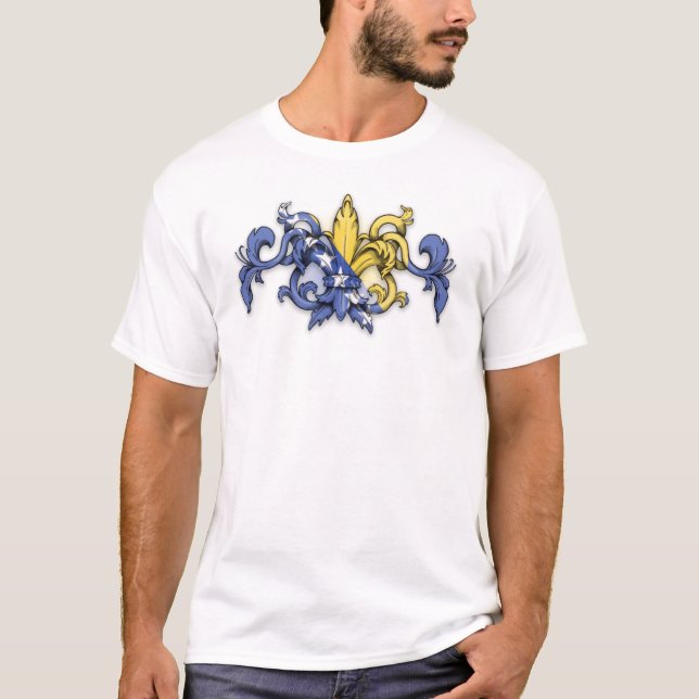 Fleur bosnisk flagga tee shirt (Framsida)