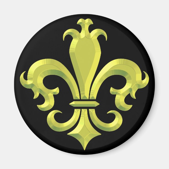 Fleur De LI s Finare Guld New Orleans Magnet (Framsidan)