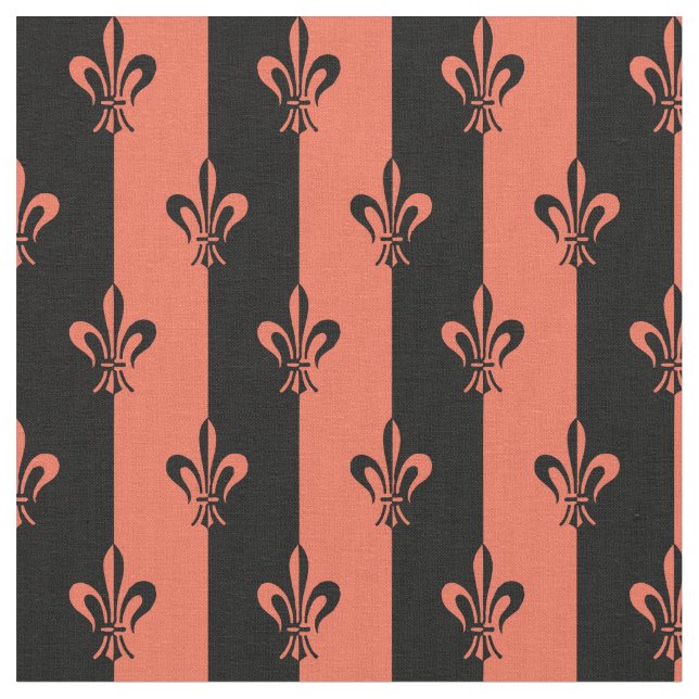 Fleur de Lic Rand i Black och Red Tyg (Närbild)