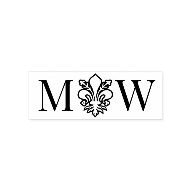 Fleur de Lis #11 Par Monogram Två Initialer Bröllo Självfärgande Stämpel (Design)