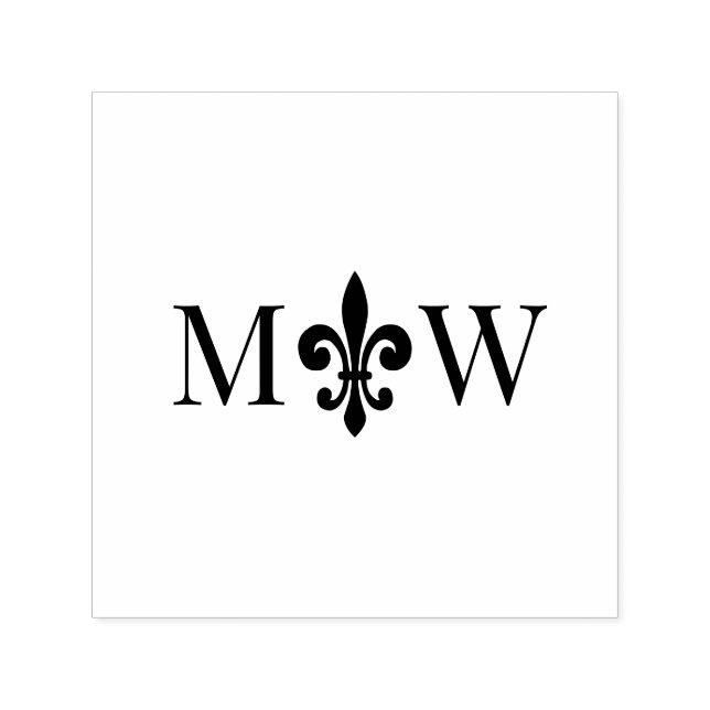 Fleur de Lis #20 Par Monogram Bröllop 2 Initialer Självfärgande Stämpel (Design)