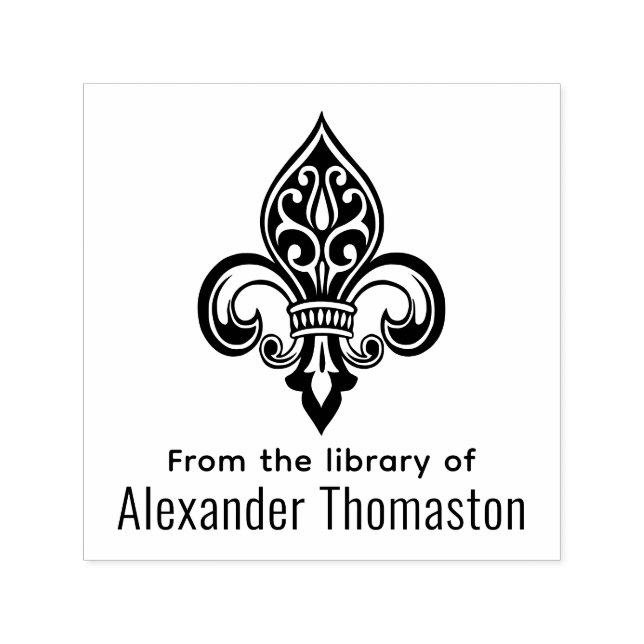 Fleur de Lis #26 ”Från bibliotek tillhörande” Självfärgande Stämpel (Design)