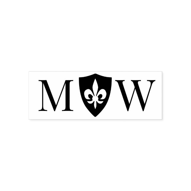 Fleur de Lis #37 par Bröllop 2 Initial Monogram Självfärgande Stämpel (Design)