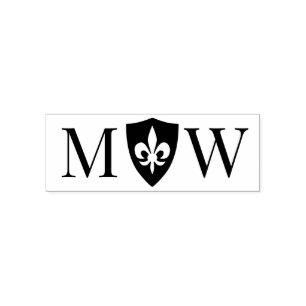 Fleur de Lis #37 Par Monogram Bröllop 2 Initialer Självfärgande Stämpel