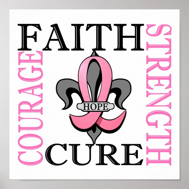 Fleur De Lis 3 Breast Cancer Poster (Framsidan)