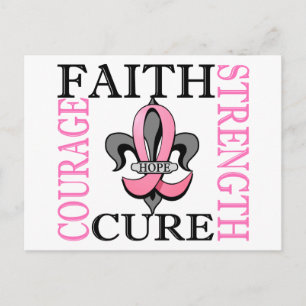Fleur De Lis 3 Breast Cancer Vykort
