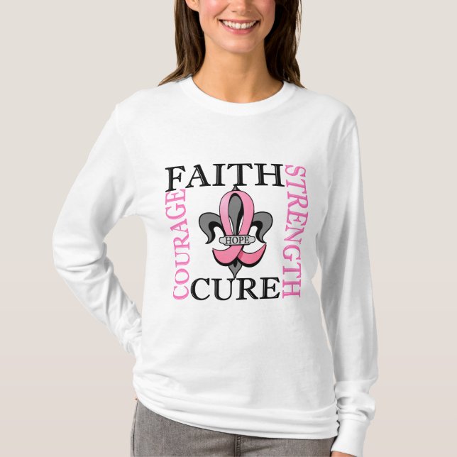Fleur De Lis 3 bröstcancer T-shirt (Framsida)
