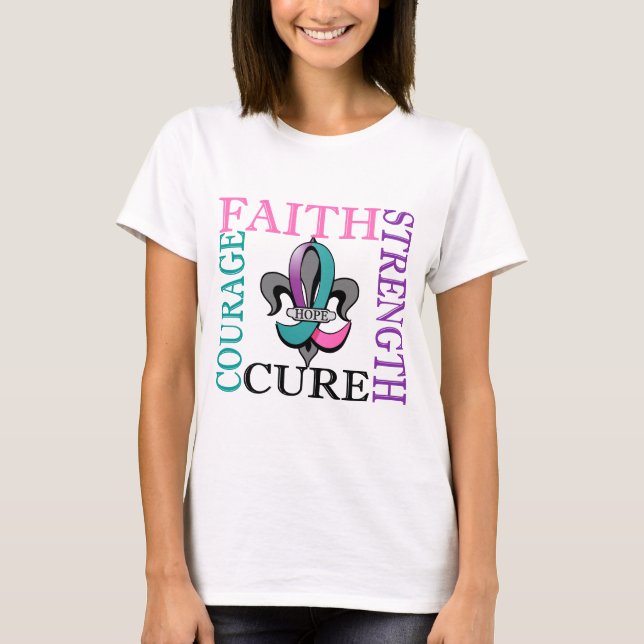 Fleur De Lis 3 Thyroidcancer T Shirt (Framsida)