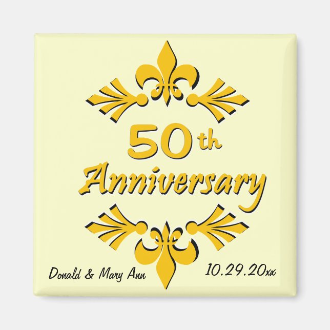 Fleur De Lis 50-årsdagen Party favors Magnet (Framsidan)