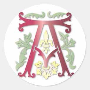 Fleur-de-lis A Monogram Runt Klistermärke