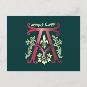 Fleur-de-lis A Monogram Vykort