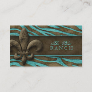 Fleur de Lis Affärskort Brown Blue Zebra Visitkort