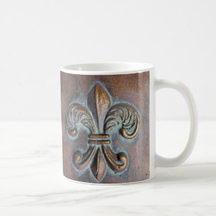 Fleur De Lis, Åldras Copper-look tryckt Kaffemugg