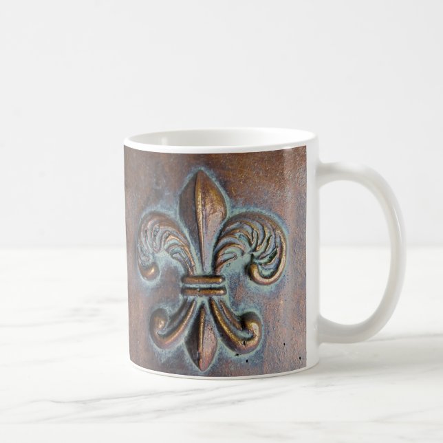 Fleur De Lis, Åldras Copper-look tryckt Kaffemugg (Höger)