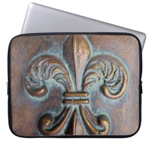 Fleur De Lis, Åldras Copper-look tryckt Laptop Sleeve