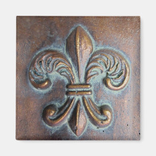 Fleur De Lis, Åldras Copper-look tryckt Magnet